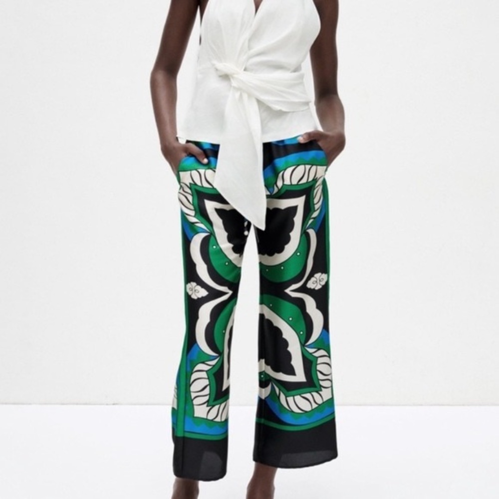 Zara High Waist Silk Pants